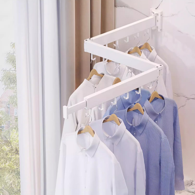 Laundry - Hochwertiger Aluminium-Klappstangen-Wandhaken mit Drehfunktion zum Aufhängen