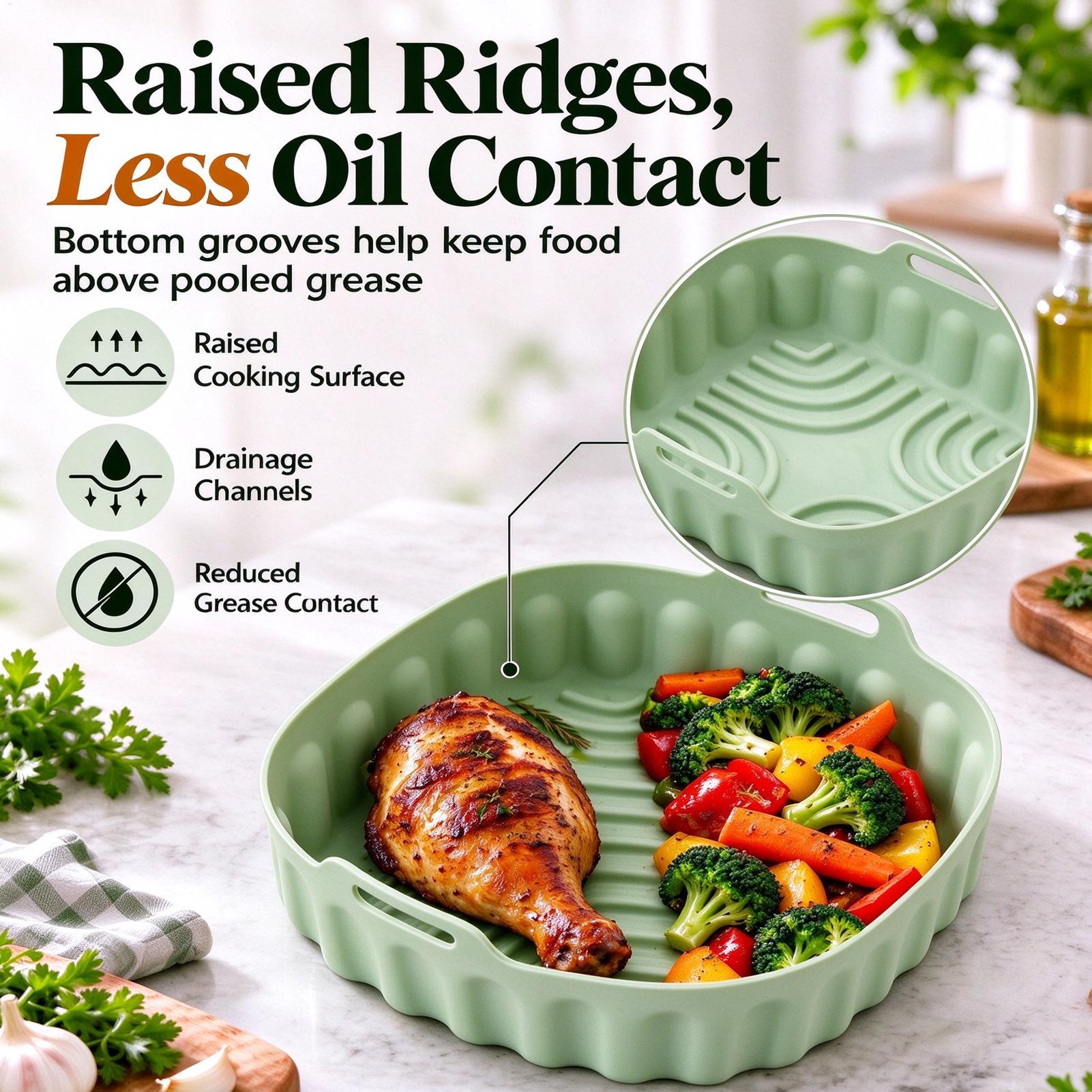 Air Fryer Silicone Pot Liner - Silikon-Einlagen für Heißluftfritteusen, hitzebeständiger Korb, Küchenutensilien